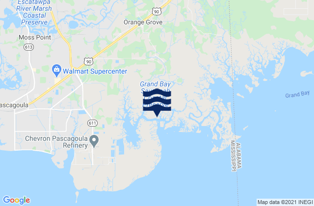 Point of Pines (Bayou Cumbest), United Statesの潮見表地図