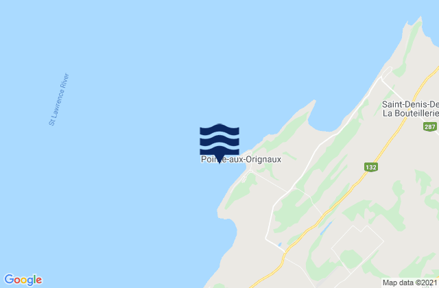Pointe-Aux-Orignaux, Canadaの潮見表地図