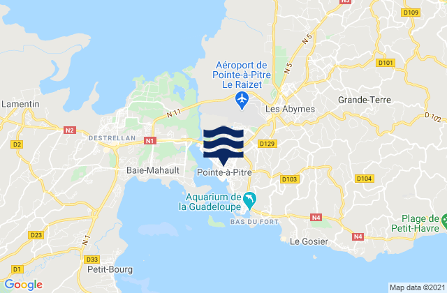 Pointe-à-Pitre, Guadeloupeの潮見表地図