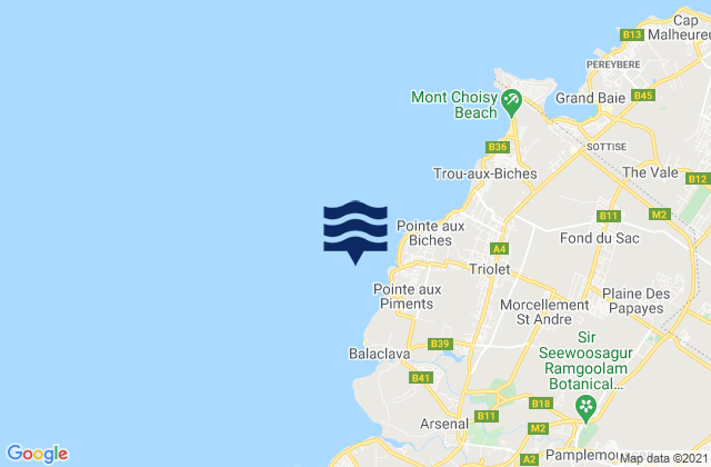 Pointe aux Piments, Mauritiusの潮見表地図