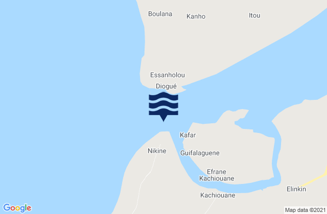 Pointe de Diogue, Senegalの潮見表地図