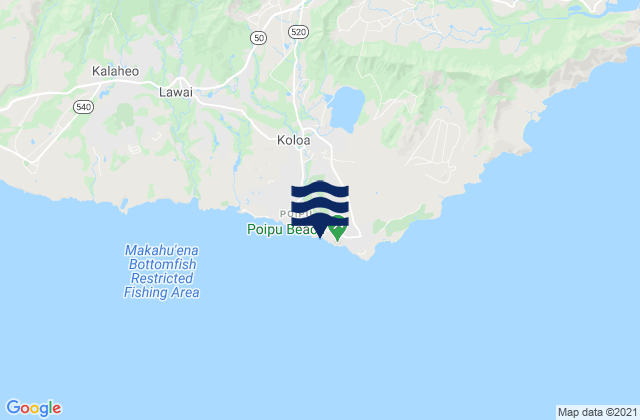 Poipu Beach, United Statesの潮見表地図