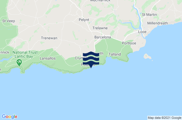 Polperro Beach, United Kingdomの潮見表地図