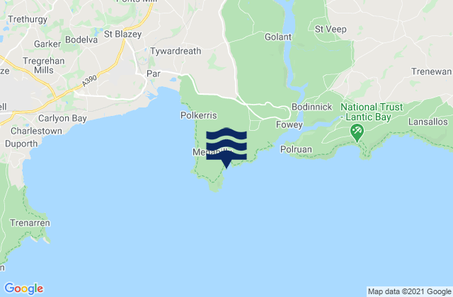 Polridmouth Beach, United Kingdomの潮見表地図