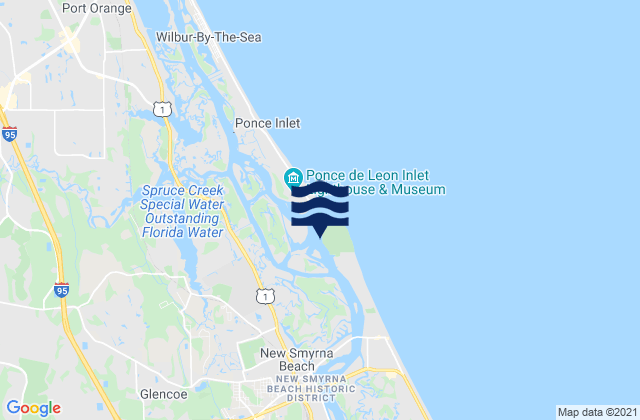 Ponce De Leon Inlet South, United Statesの潮見表地図