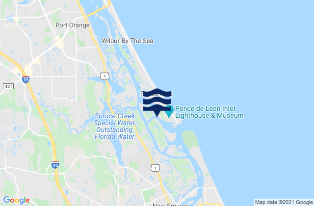 Ponce Inlet (Halifax River), United Statesの潮見表地図