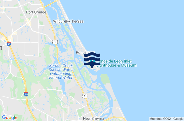 Ponce de Leon Inlet (inside), United Statesの潮見表地図