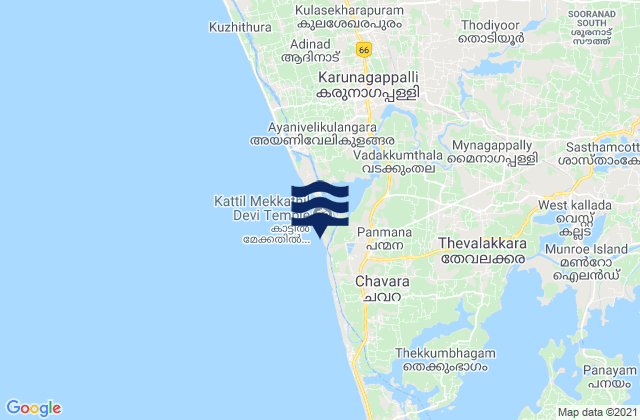 Ponmana, Indiaの潮見表地図