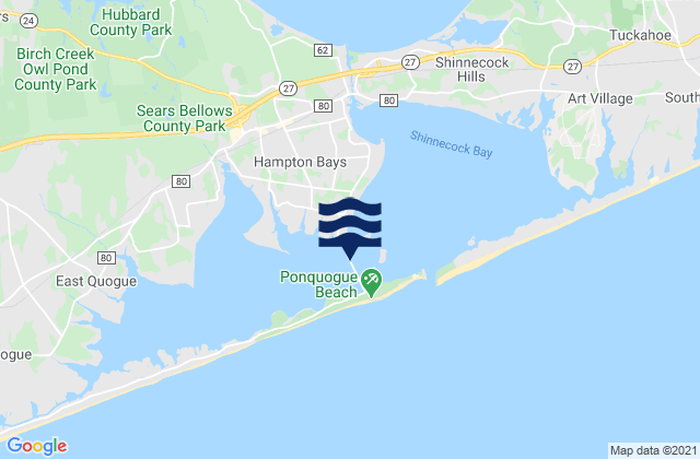 Ponquogue bridge Shinnecock Bay, United Statesの潮見表地図