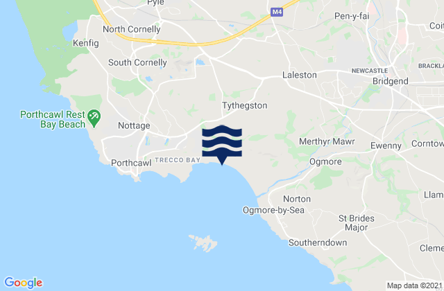Pont Rhyd-y-cyff, United Kingdomの潮見表地図