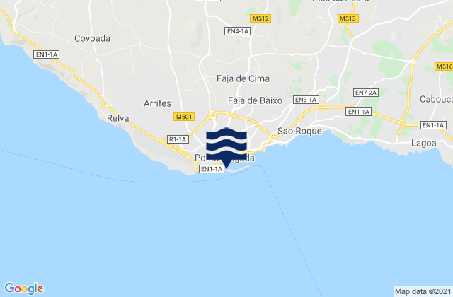 Ponta Delgada, Portugalの潮見表地図