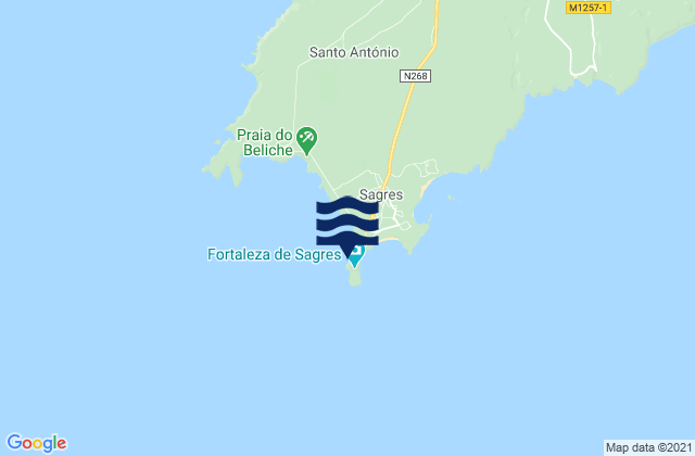 Ponta de Sagres, Portugalの潮見表地図