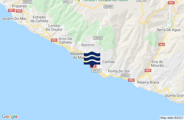 Ponta do Sol, Portugalの潮見表地図