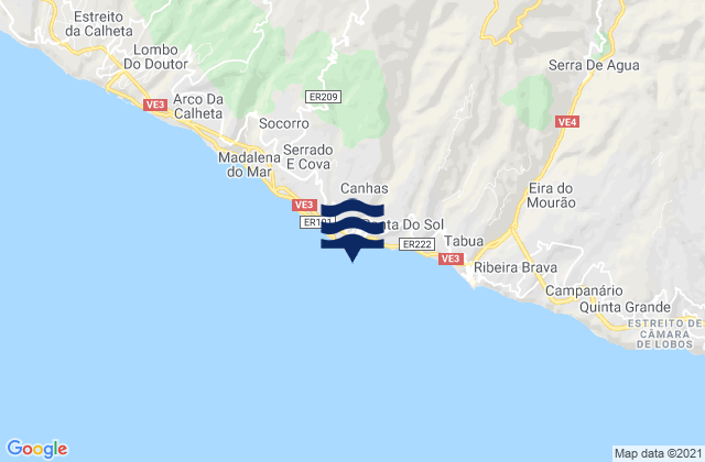Ponta do Sol, Portugalの潮見表地図