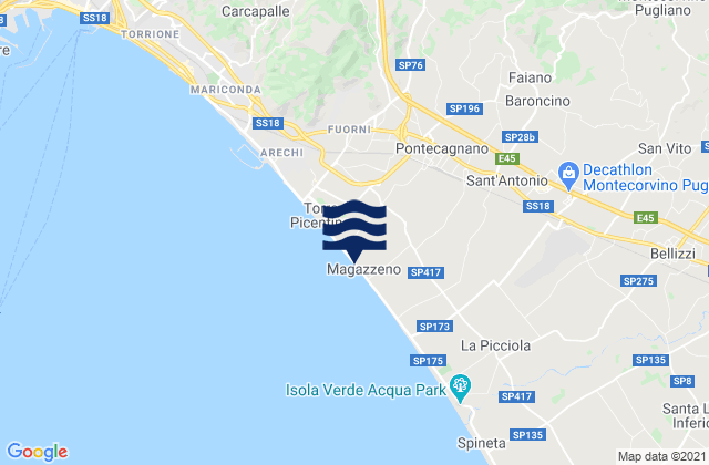 Pontecagnano, Italyの潮見表地図