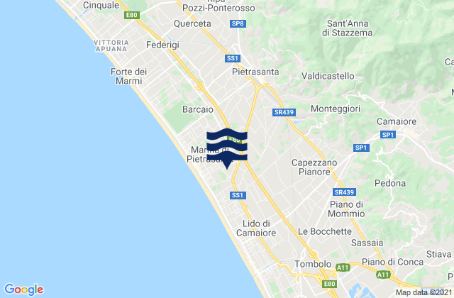 Pontestazzemese, Italyの潮見表地図