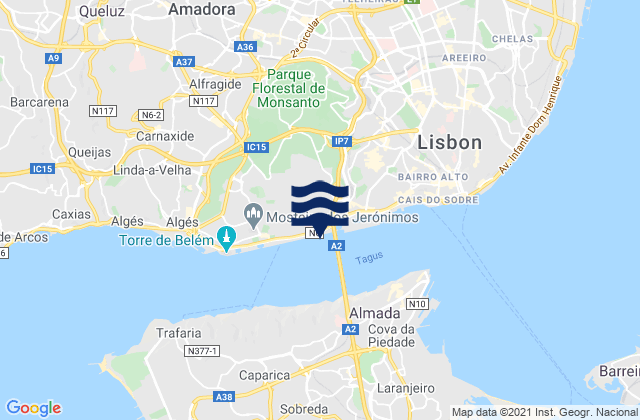 Pontinha, Portugalの潮見表地図
