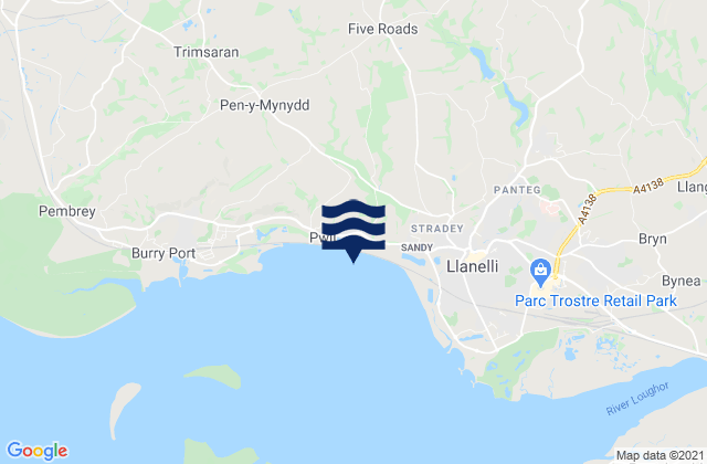 Pontyberem, United Kingdomの潮見表地図