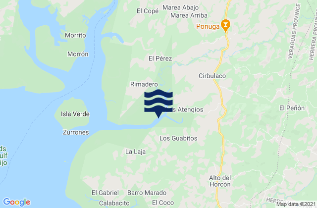 Ponuga, Panamaの潮見表地図