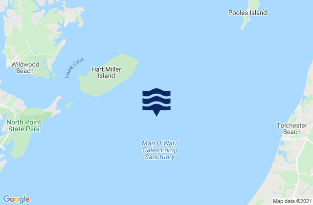 Pooles Island 4 miles southwest of, United Statesの潮見表地図