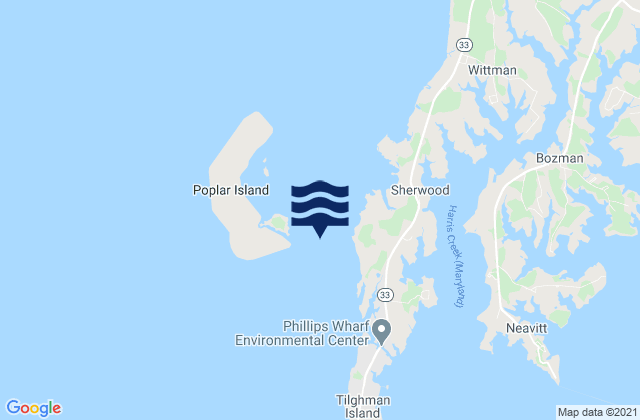 Poplar Island east of south end, United Statesの潮見表地図