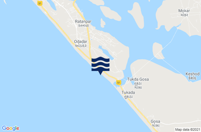 Porbandar, Indiaの潮見表地図