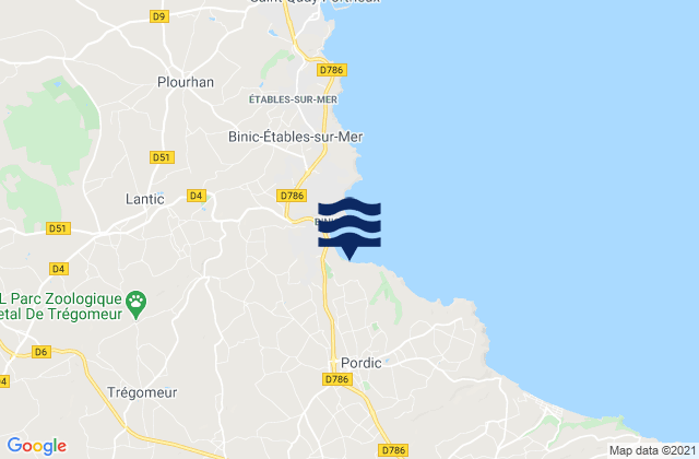 Pordic, Franceの潮見表地図