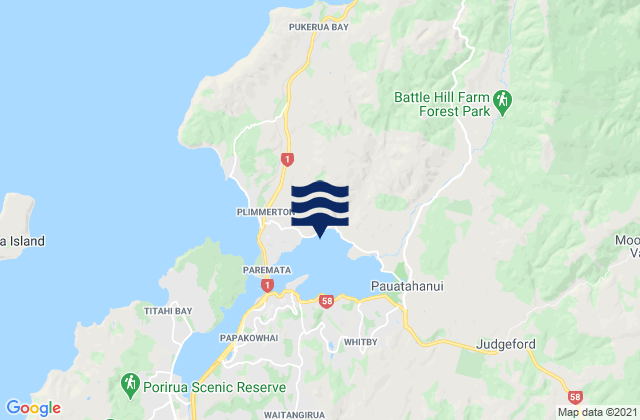 Porirua City, New Zealandの潮見表地図