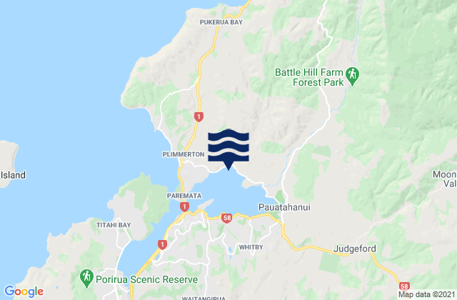 Porirua Harbour (Pauatahanui Arm), New Zealandの潮見表地図