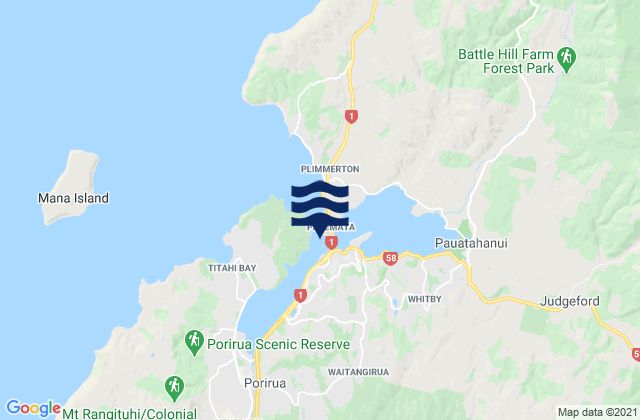 Porirua Harbour - Mana Cruising Club, New Zealandの潮見表地図