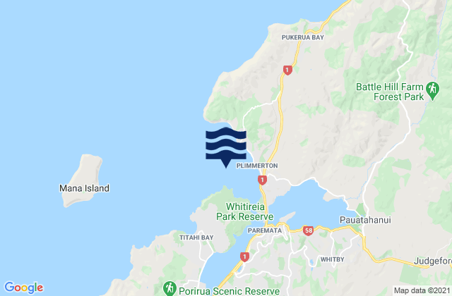 Porirua Harbour, New Zealandの潮見表地図