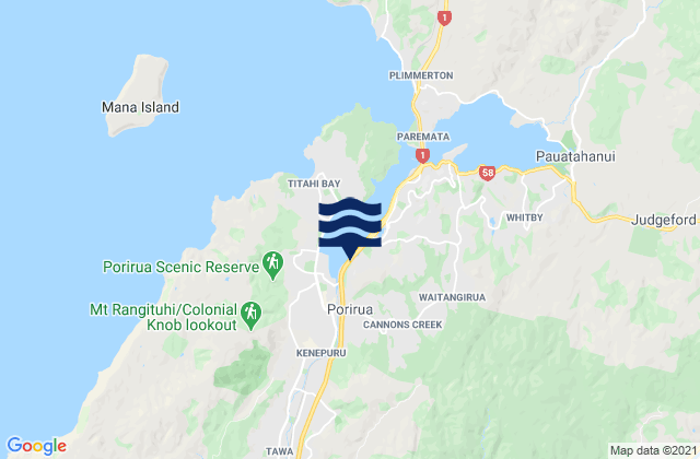 Porirua, New Zealandの潮見表地図
