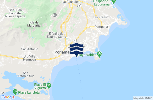 Porlamar Isla de Margarita, Venezuelaの潮見表地図