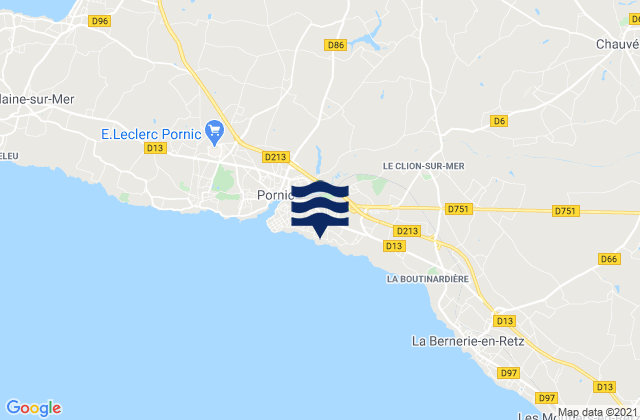 Pornic, Franceの潮見表地図