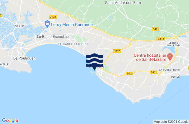 Pornichet, Franceの潮見表地図