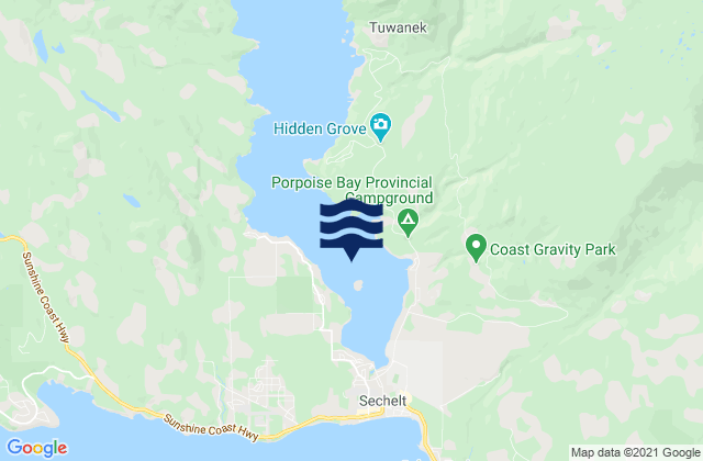 Porpoise Bay, Canadaの潮見表地図