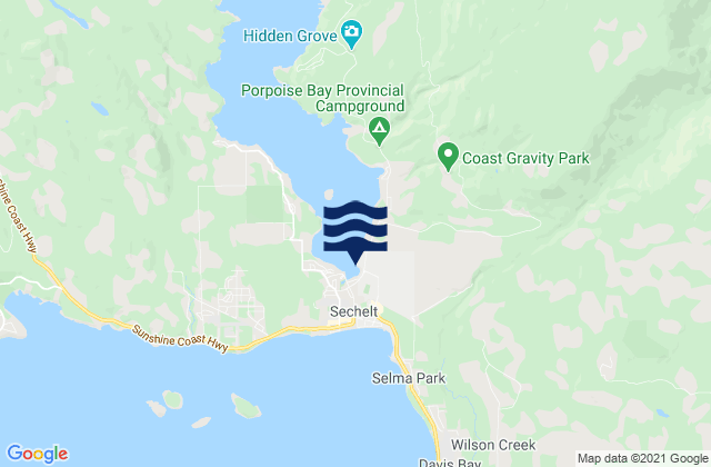 Porpoise Bay, Canadaの潮見表地図