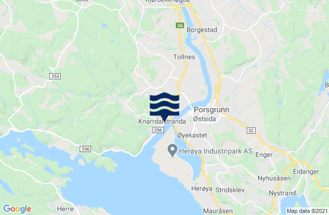 Porsgrunn, Norwayの潮見表地図