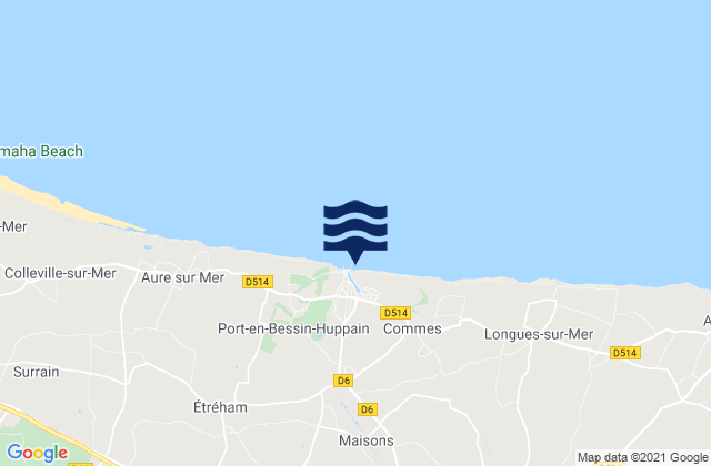 Port-en-Bessin-Huppain, Franceの潮見表地図