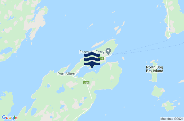 Port Albert Peninsula, Canadaの潮見表地図