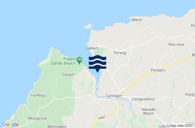 Port Cardigan, United Kingdomの潮見表地図