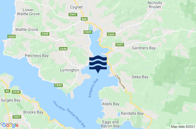 Port Cygnet, Australiaの潮見表地図