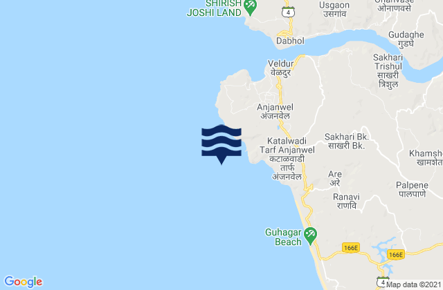 Port Dabhol, Indiaの潮見表地図