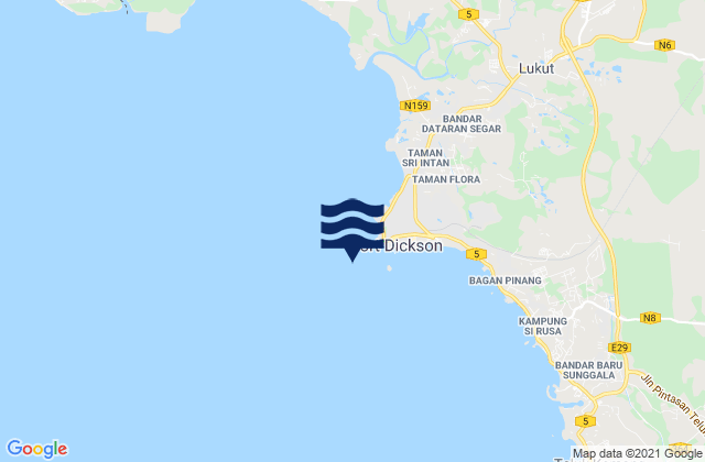 Port Dickson, Malaysiaの潮見表地図