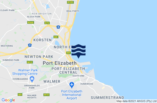 Port Elizabeth, South Africaの潮見表地図