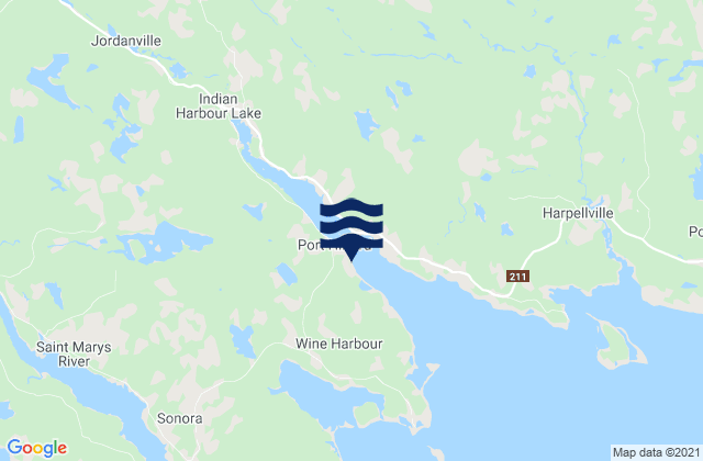 Port Hilford Beach, Canadaの潮見表地図