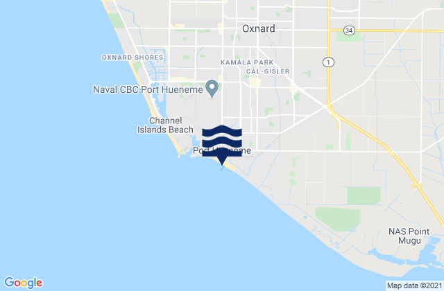 Port Hueneme Beach Park, United Statesの潮見表地図