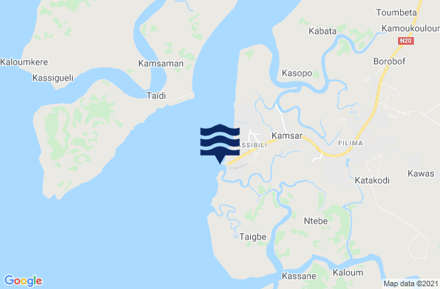 Port Kakande Rio Nunez, Guineaの潮見表地図