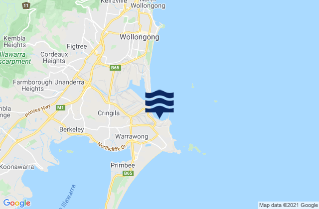 Port Kembla, Australiaの潮見表地図