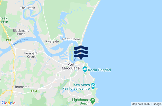 Port Macquarie-North Breakwall, Australiaの潮見表地図